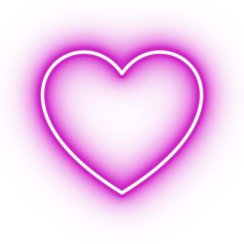 Neon pink love heart icon